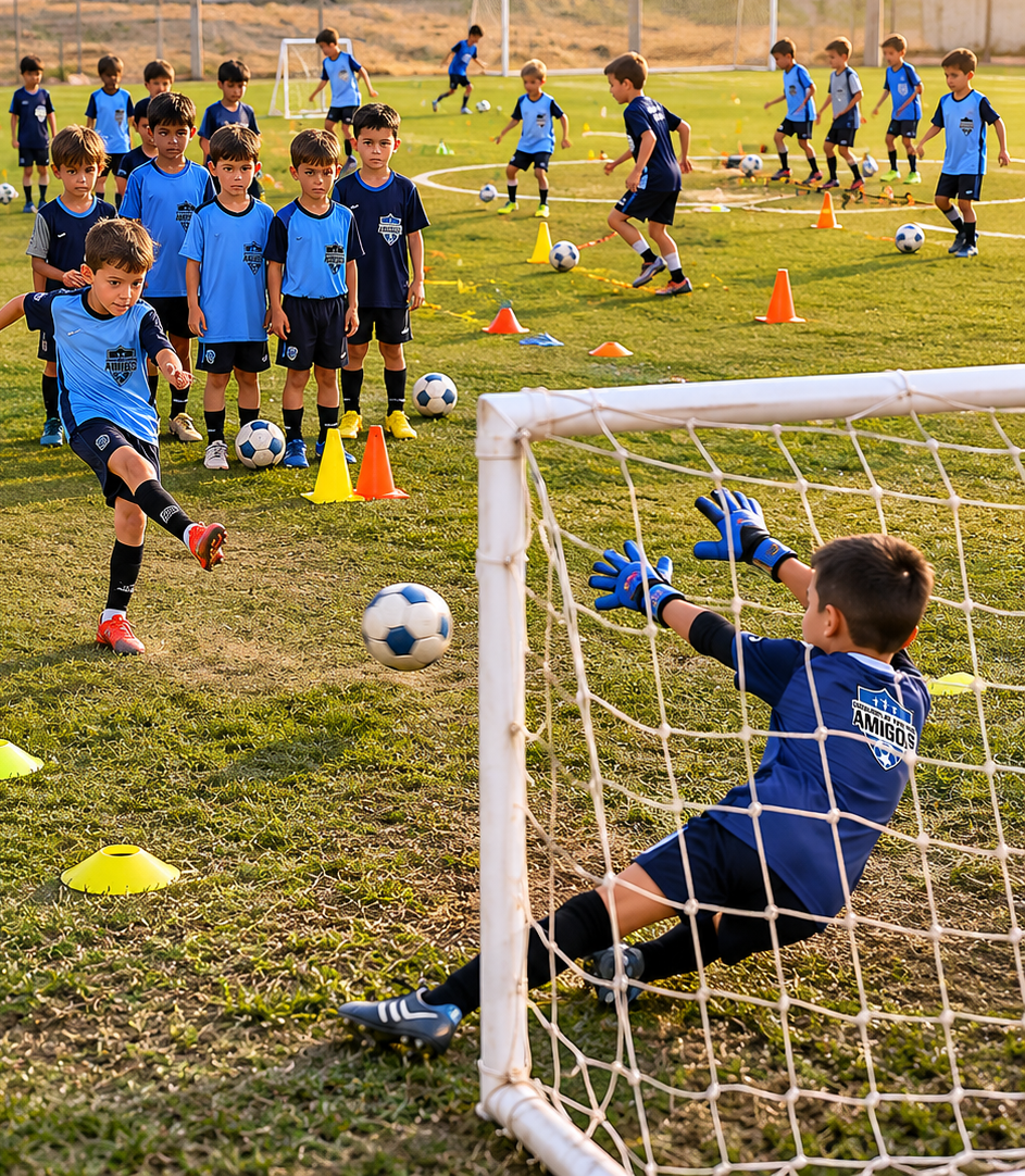 Alunos da Escolinha AMIGOS em treino noturno